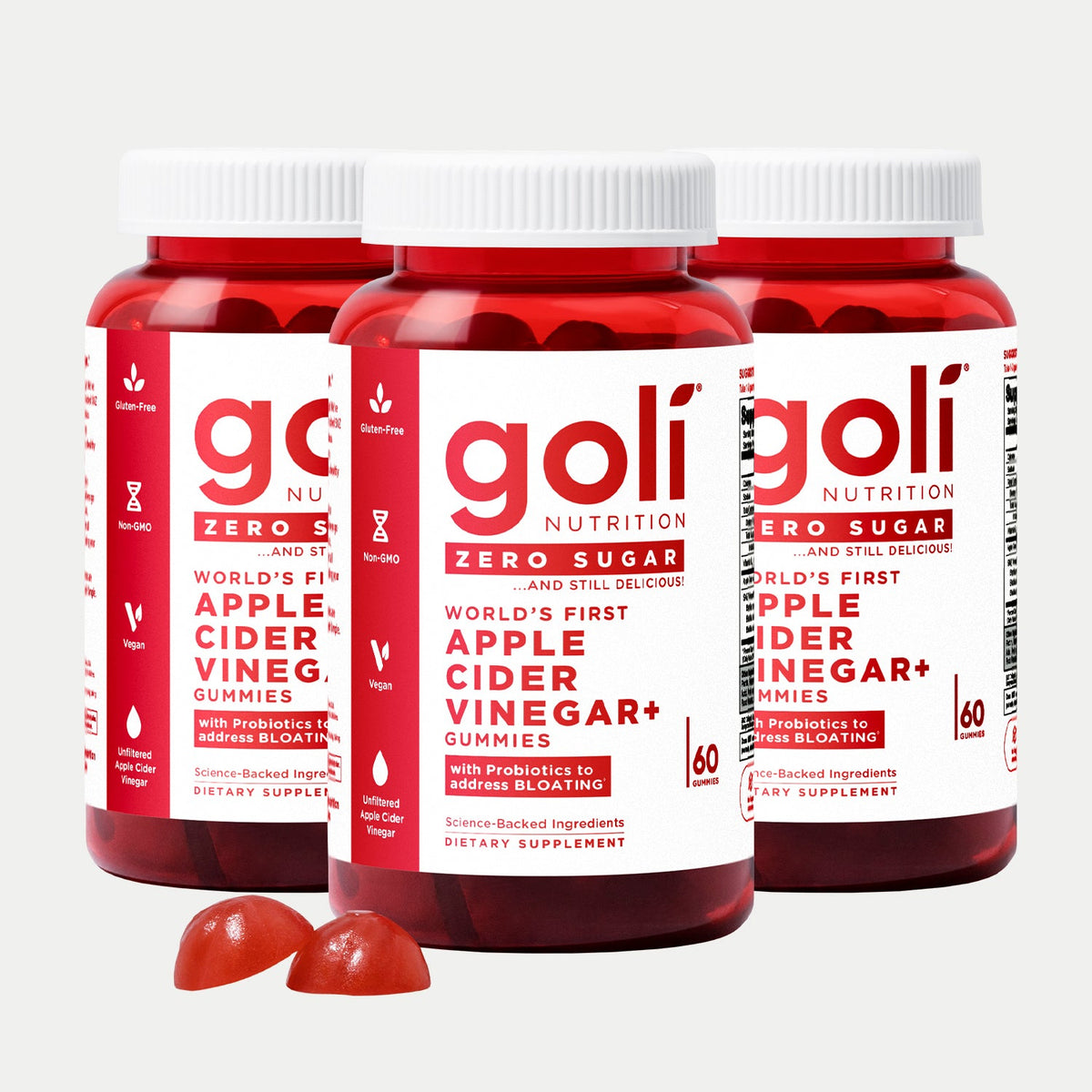 BOLI Zero Sugar Apple Cider Vinegar Gummies - 3 Bottles