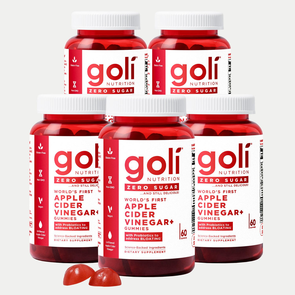 BOLI Zero Sugar Apple Cider Vinegar Gummies - 5 Bottles