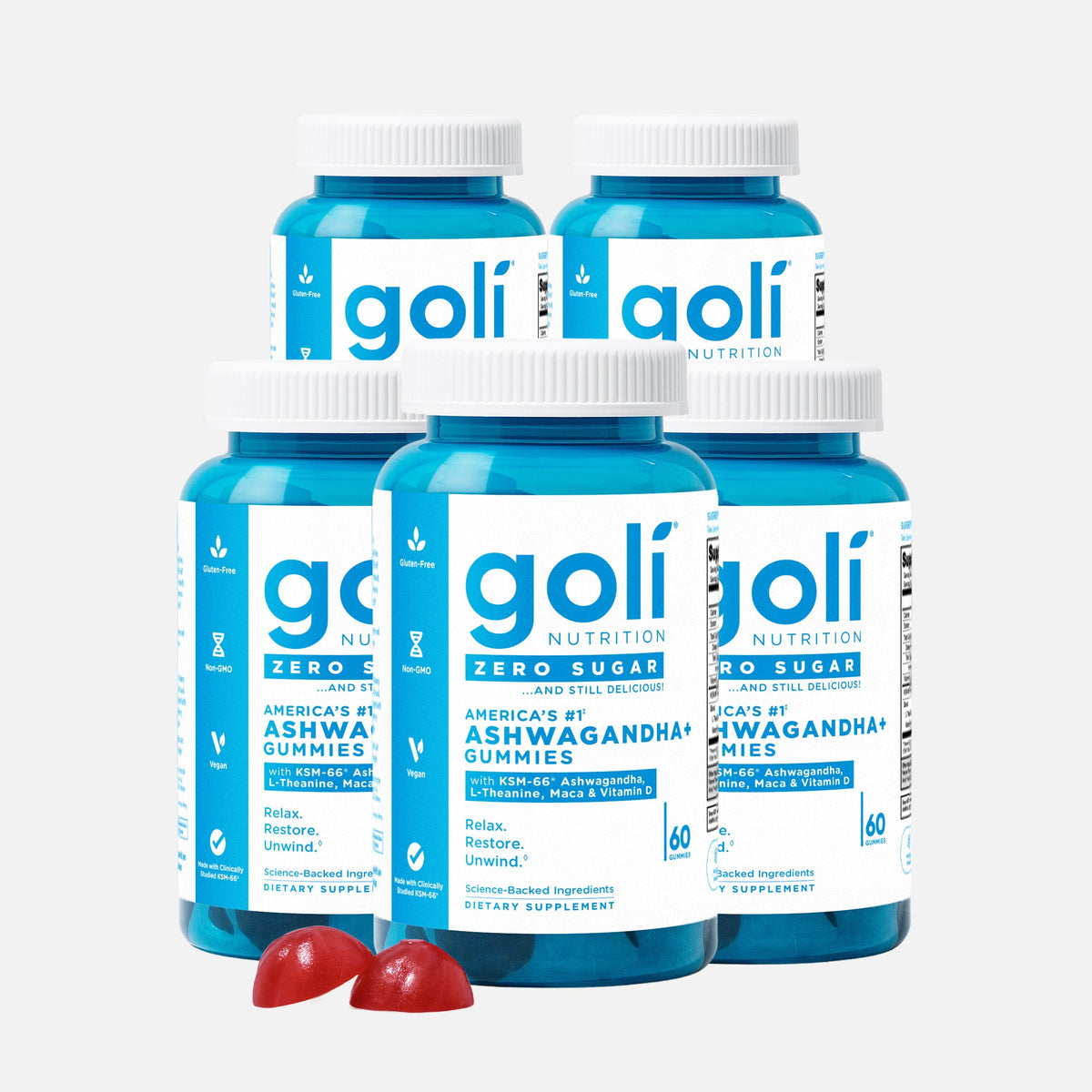 BOLI Zero Sugar Ashwagandha Gummies - 5 Bottles